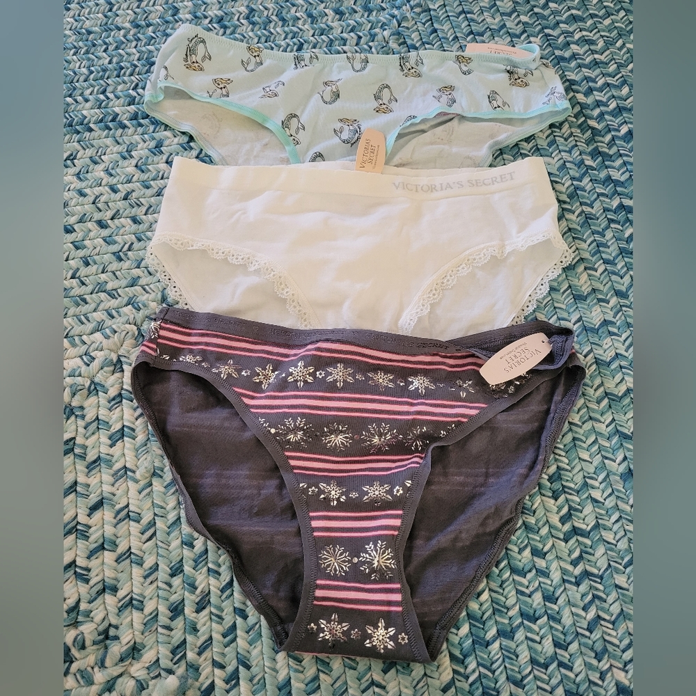 3 Victoria's Secret panties, NWT. 2 Size S,    1 Size M.